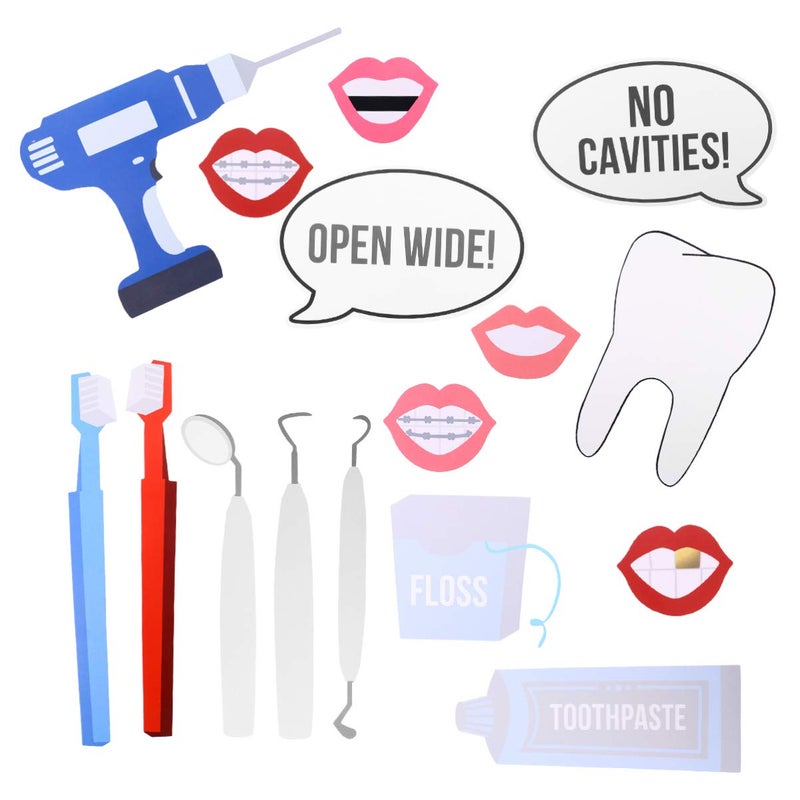 LUOEM Dentist Doctor Photo Booth Props Nurse Selfie Props Photobooth Kits Dress Up Decoration Party Funny Accessories 16pcs - Image 2